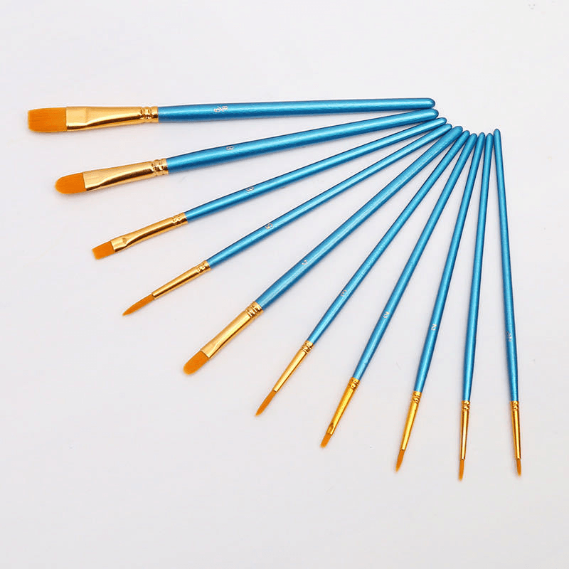 10-Pack Premium Blue Wood Handle Brushes
