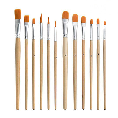 12-Pack Natural Wood Handle Paint Brushes