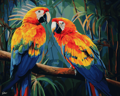 Forest Parrots – Paint by Numbers Kit