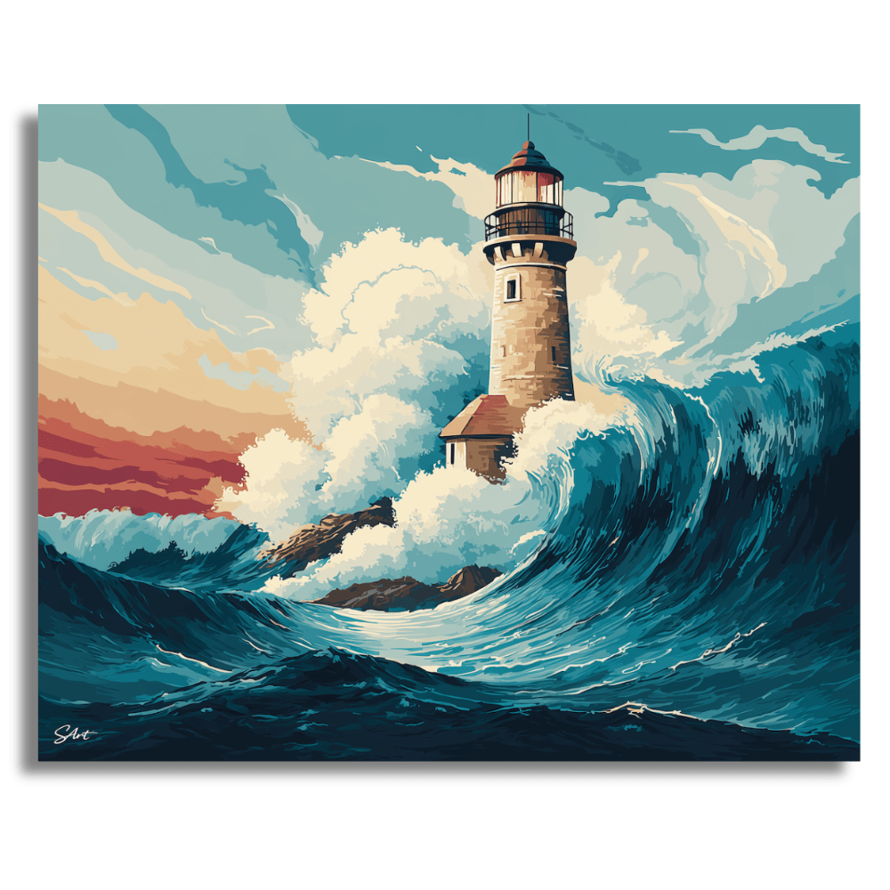 Lighthouse in High Seas – Paint by Numbers Kit