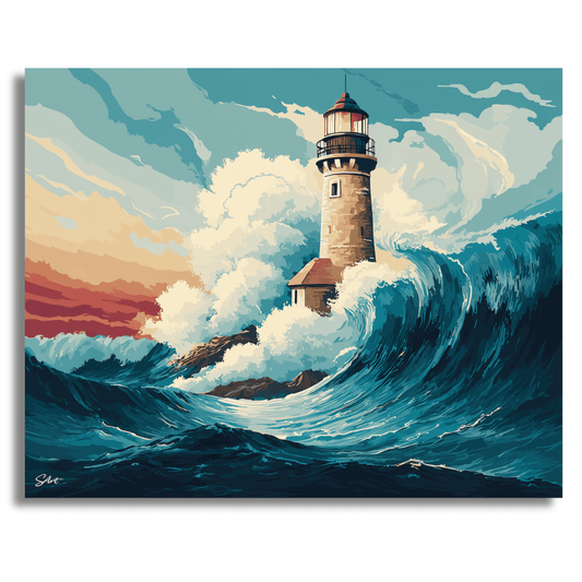 Lighthouse in High Seas – Paint by Numbers Kit