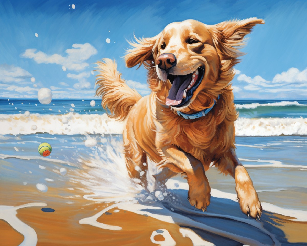 Golden Retriever Beach Joy – Paint by Numbers Kit
