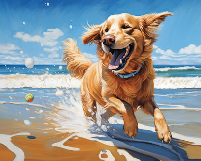 Golden Retriever Beach Joy – Paint by Numbers Kit