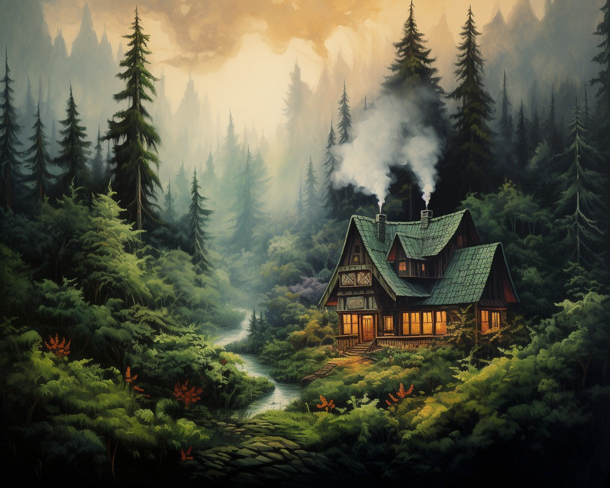 Forest Cabin Retreat – Paint by Numbers Kit