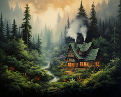 Forest Cabin Retreat – Paint by Numbers Kit