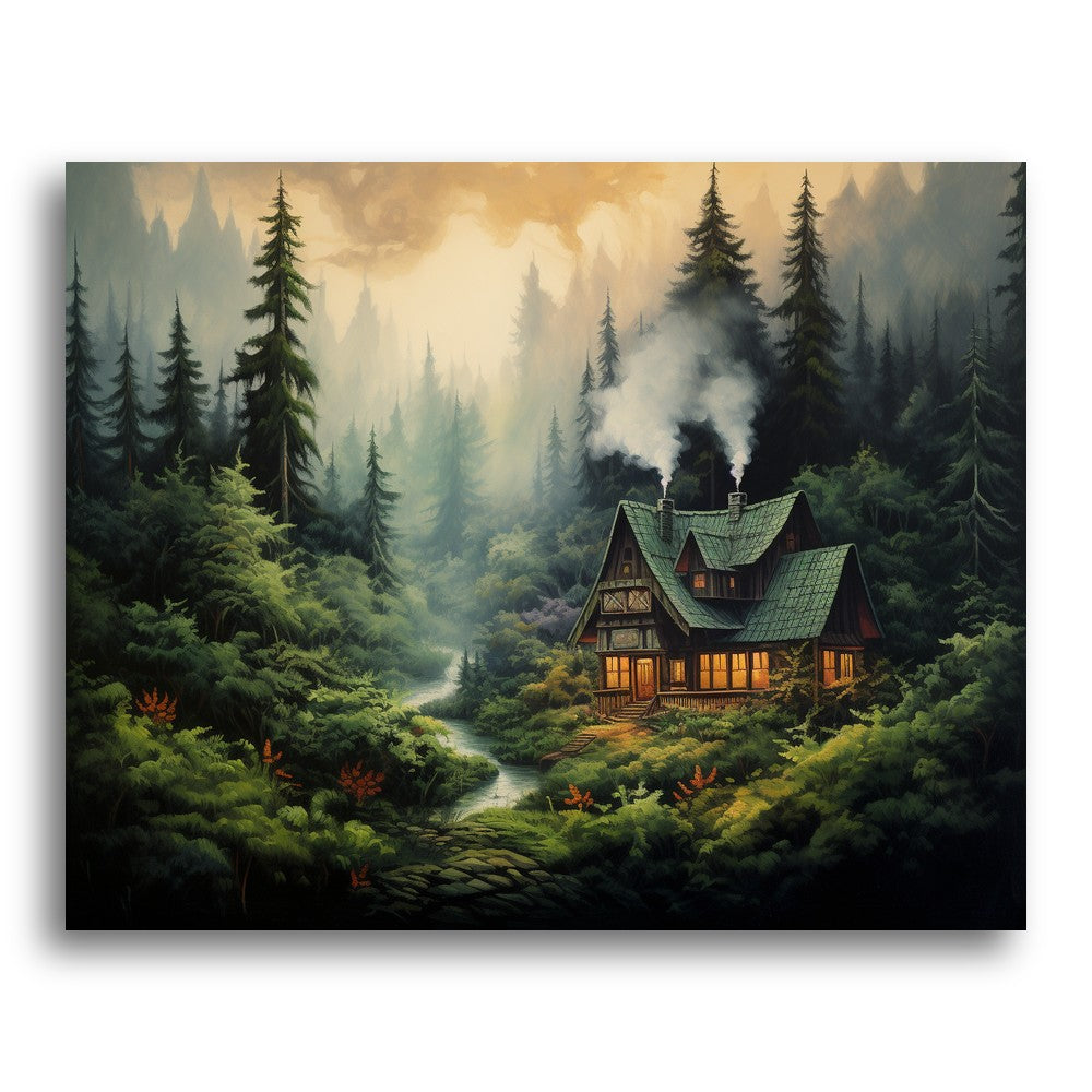 Forest Cabin Retreat – Paint by Numbers Kit