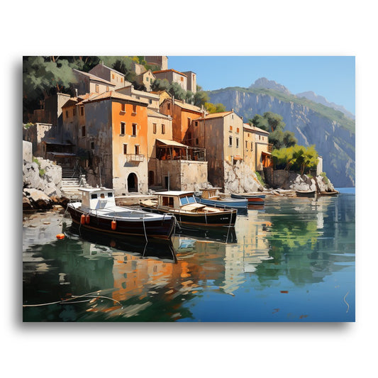Coastal Village Boats – Paint by Numbers Kit