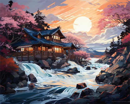 Sunset River Lodge – Paint by Numbers Kit