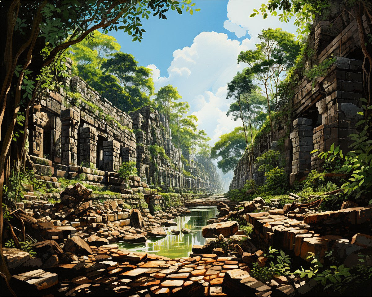 Ancient Jungle Ruins – Paint by Numbers Kit