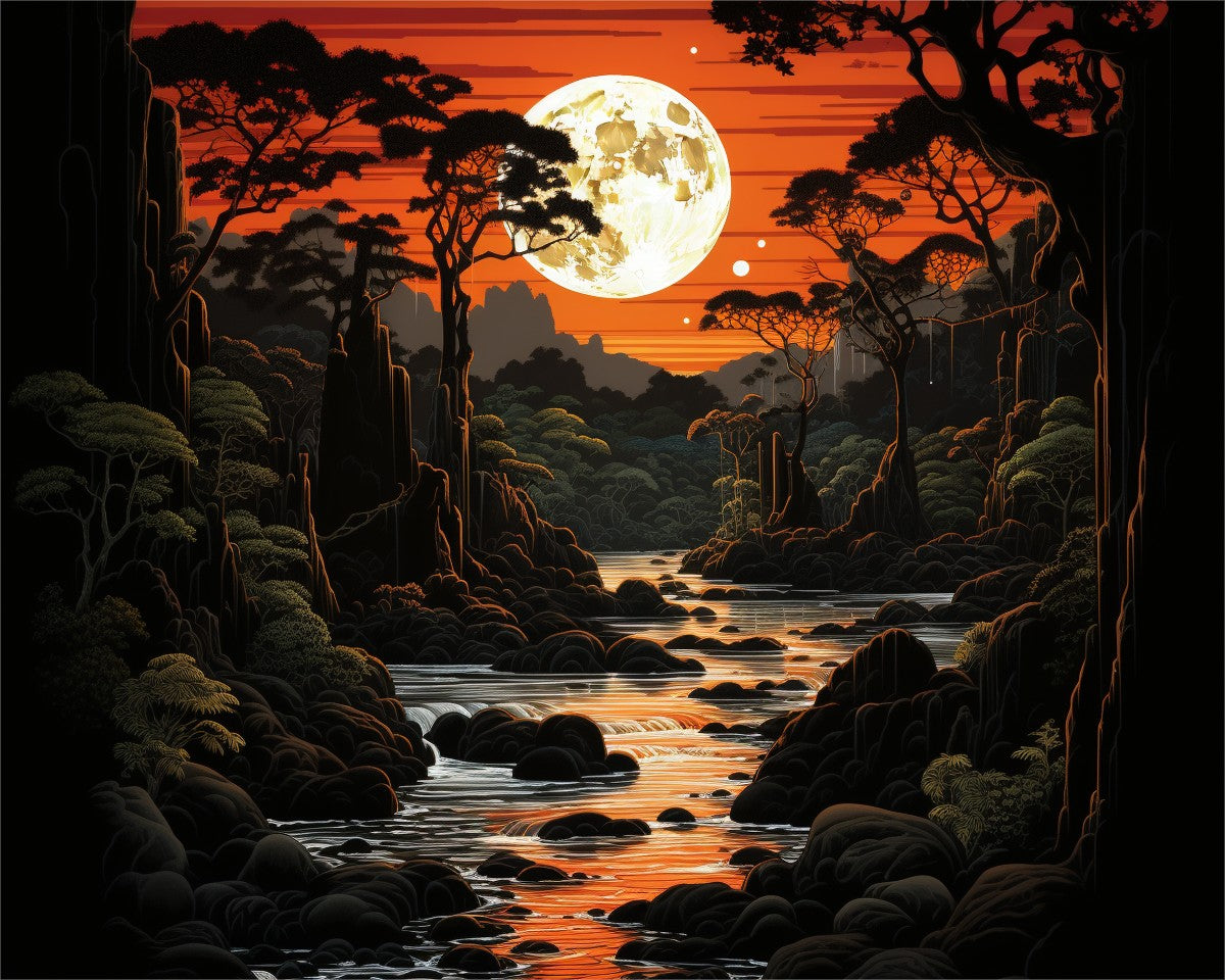 Moonlit River Gorge – Paint by Numbers Kit