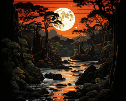 Moonlit River Gorge – Paint by Numbers Kit