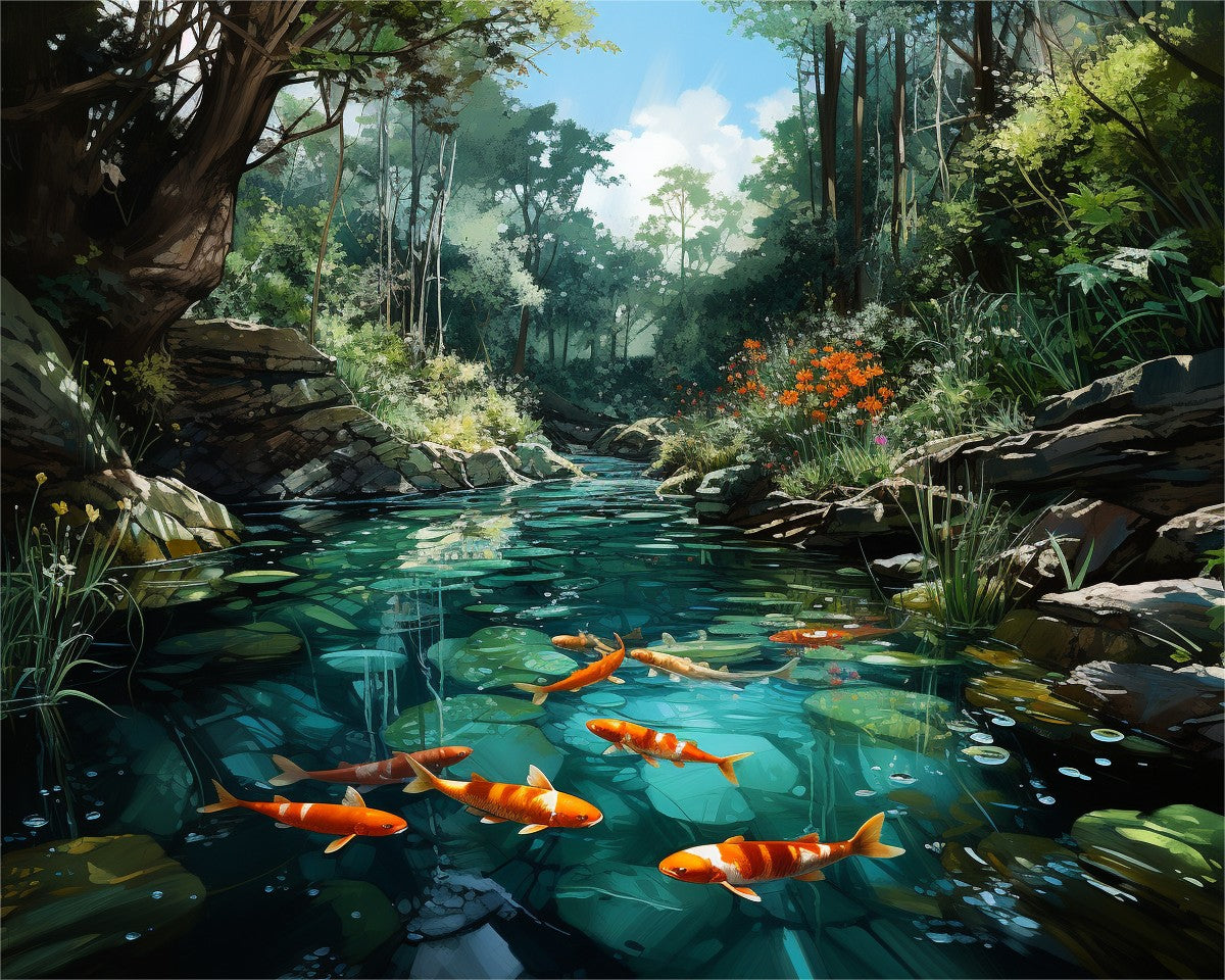 Tranquil Koi Stream – Paint by Numbers Kit