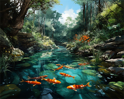 Tranquil Koi Stream – Paint by Numbers Kit