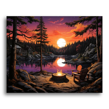Sunset Lake Retreat – Paint by Numbers Kit