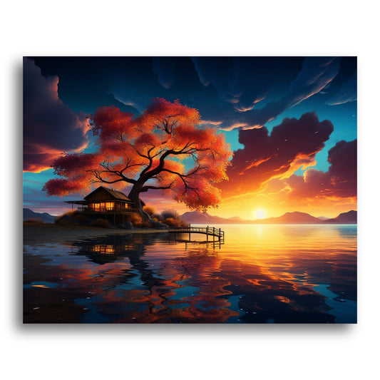 Sunset Lake Retreat – Paint by Numbers Kit