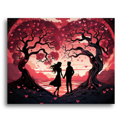 Romantic Heart Trees – Paint by Numbers Kit