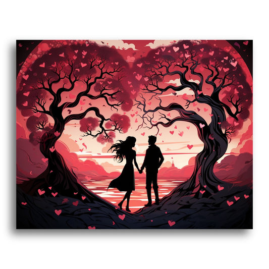 Romantic Heart Trees – Paint by Numbers Kit