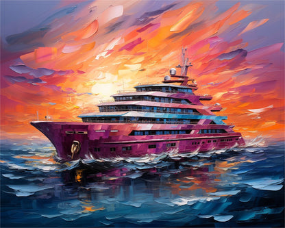Sunset Luxury Yacht – Paint by Numbers Kit
