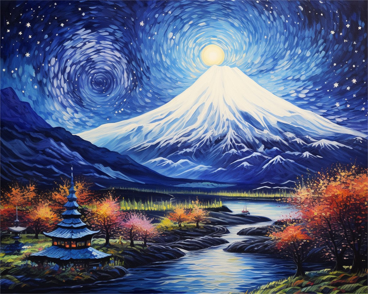 Moonlit Mountain River – Paint by Numbers Kit