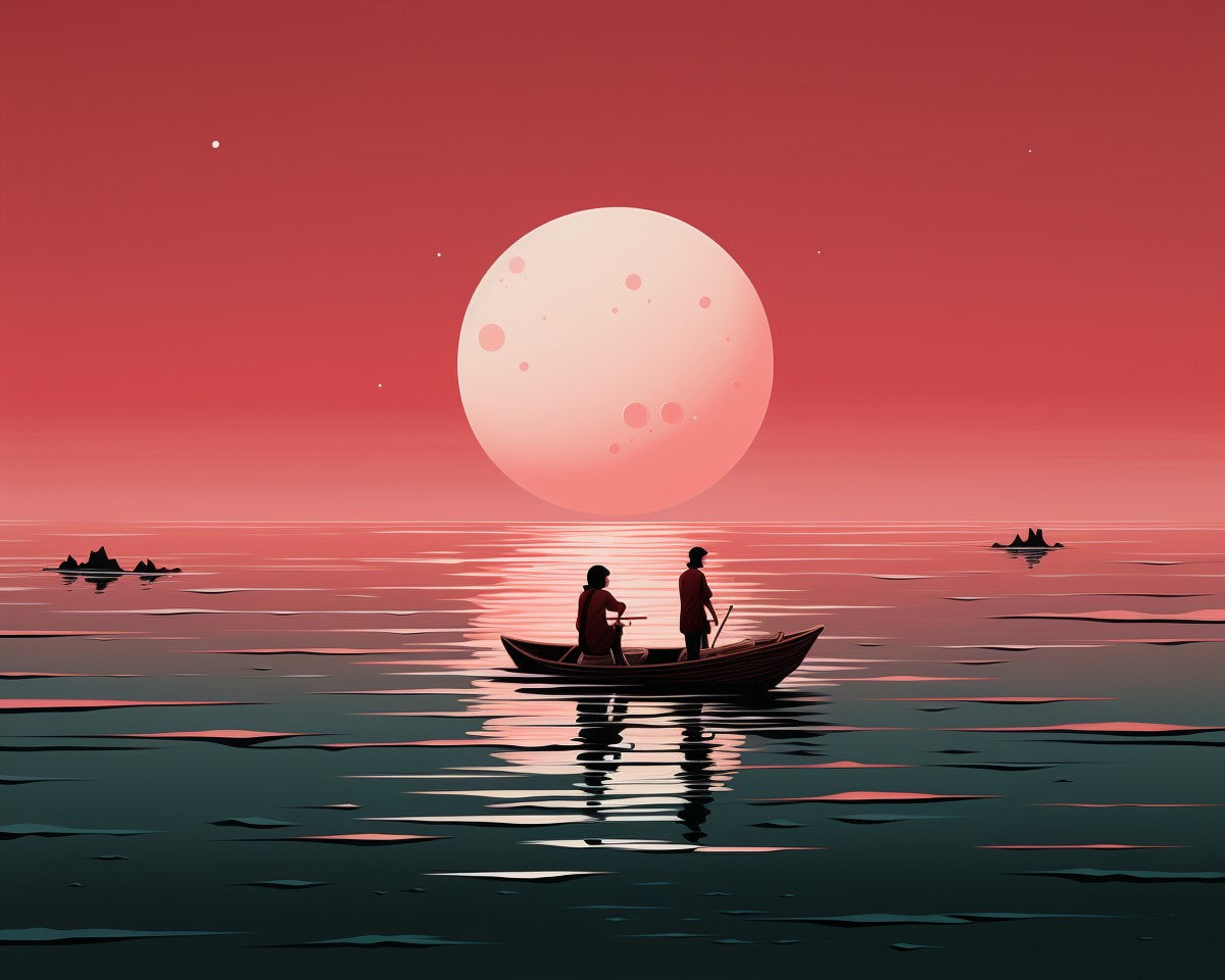 Moonlit Rowboat Journey – Paint by Numbers Kit