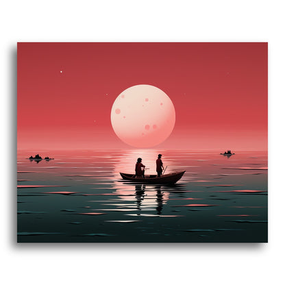 Moonlit Rowboat Journey – Paint by Numbers Kit