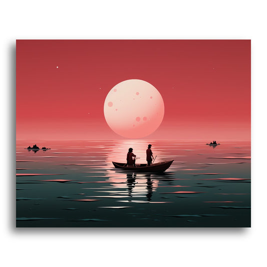 Moonlit Rowboat Journey – Paint by Numbers Kit