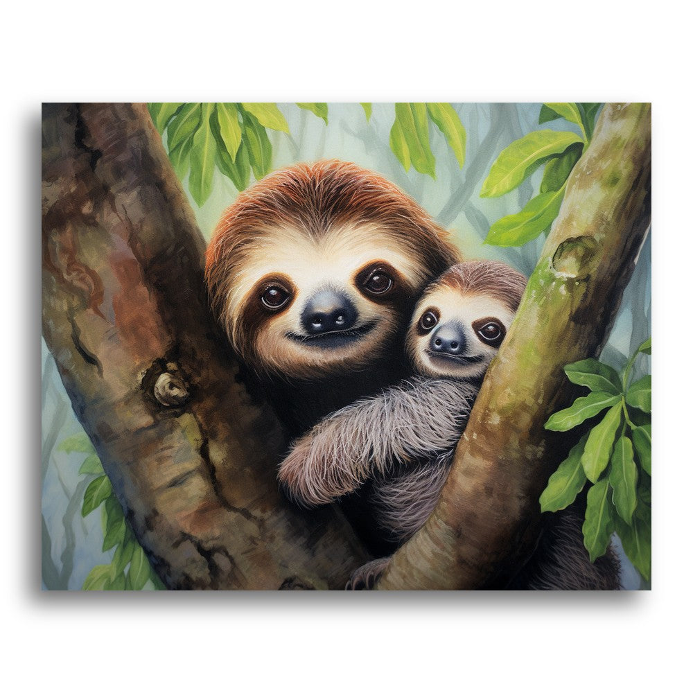 Mother and Baby Sloths – Paint by Numbers Kit