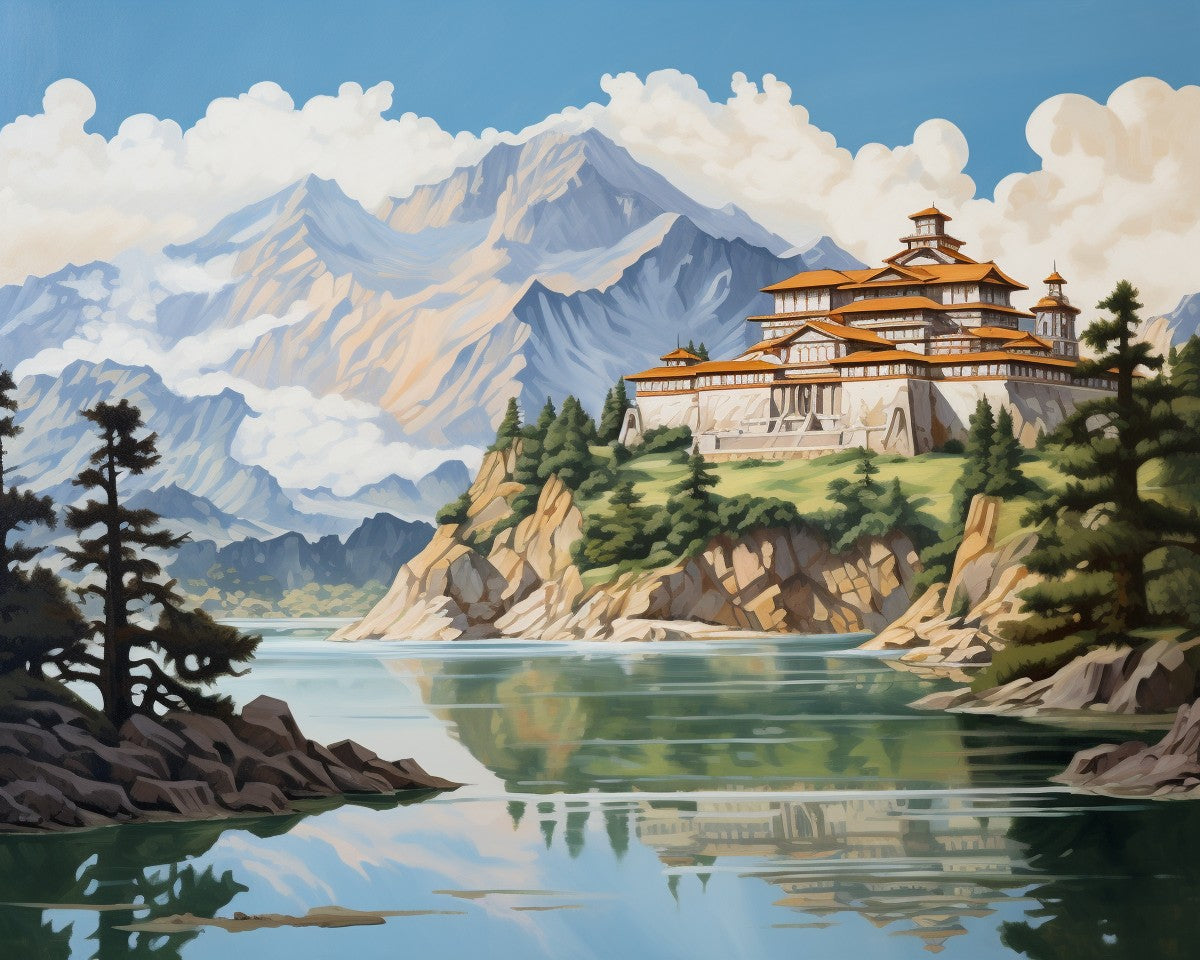 Mountain Fortress Reflection – Paint by Numbers Kit
