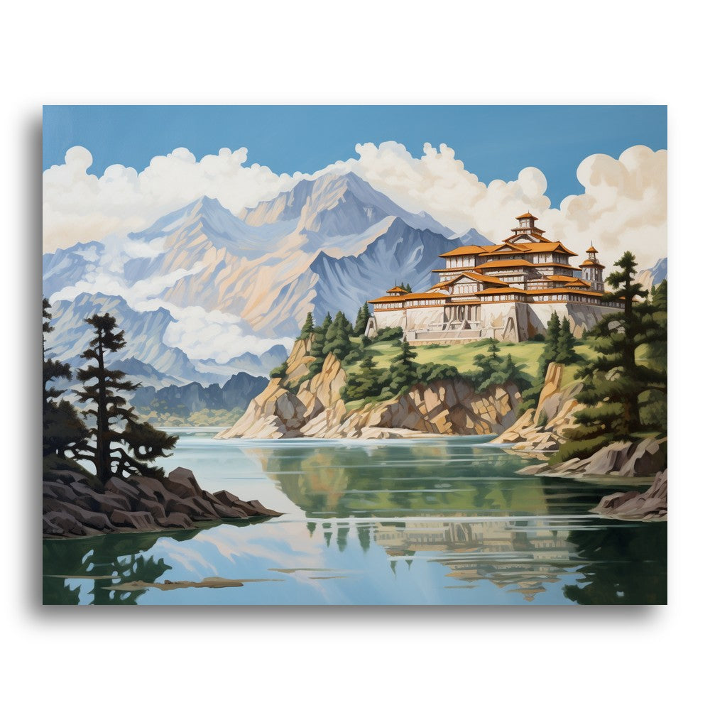 Mountain Fortress Reflection – Paint by Numbers Kit