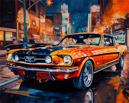 Classic Mustang Night – Paint by Numbers Kit