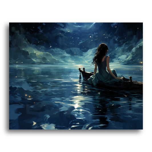 Moonlit Boat Reflection – Paint by Numbers Kit