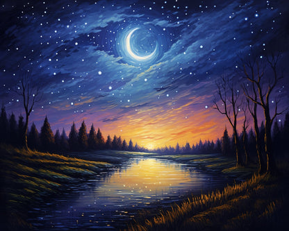 Moonlit River Twilight – Paint by Numbers Kit