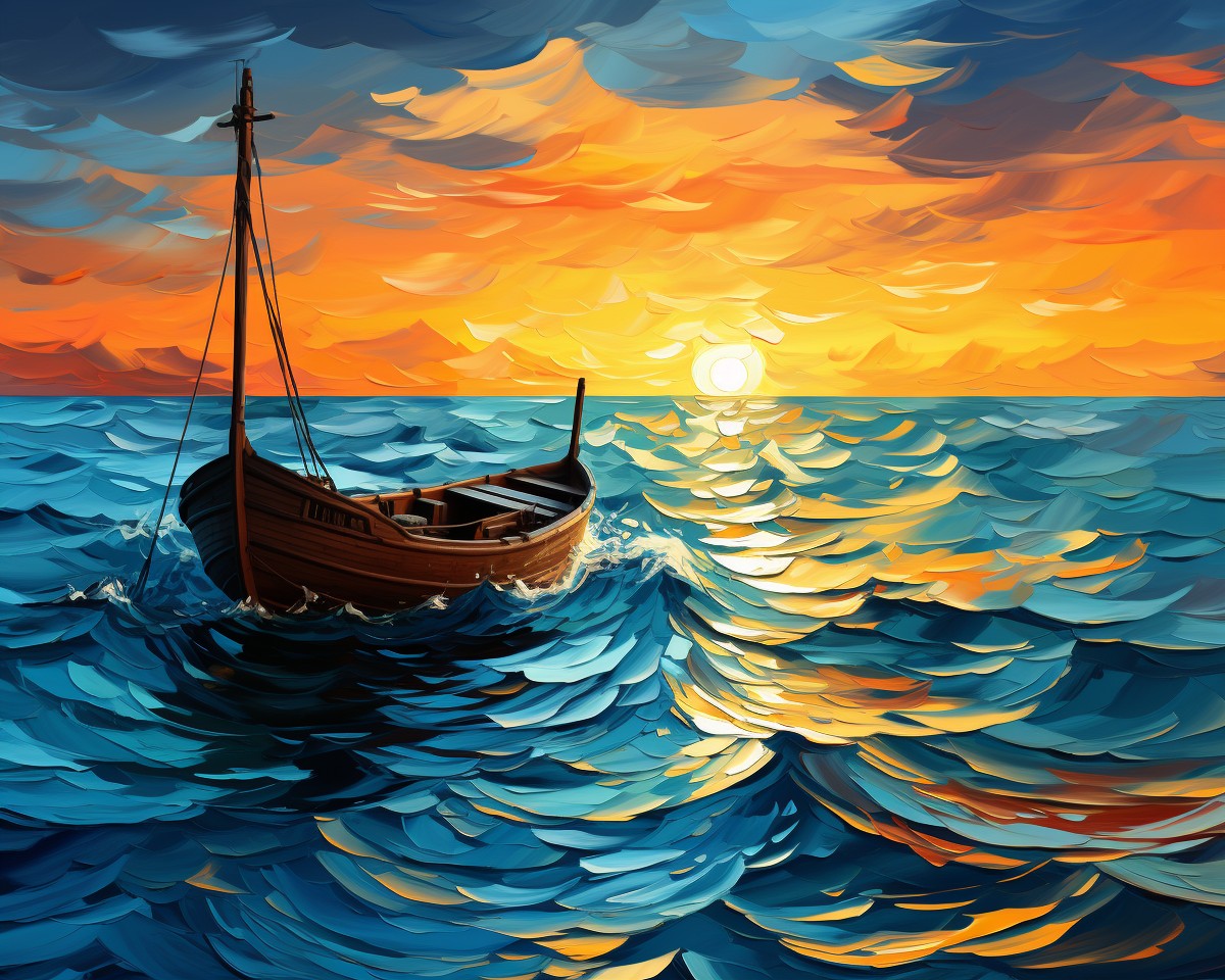 Sunset Ocean Boat – Paint by Numbers Kit