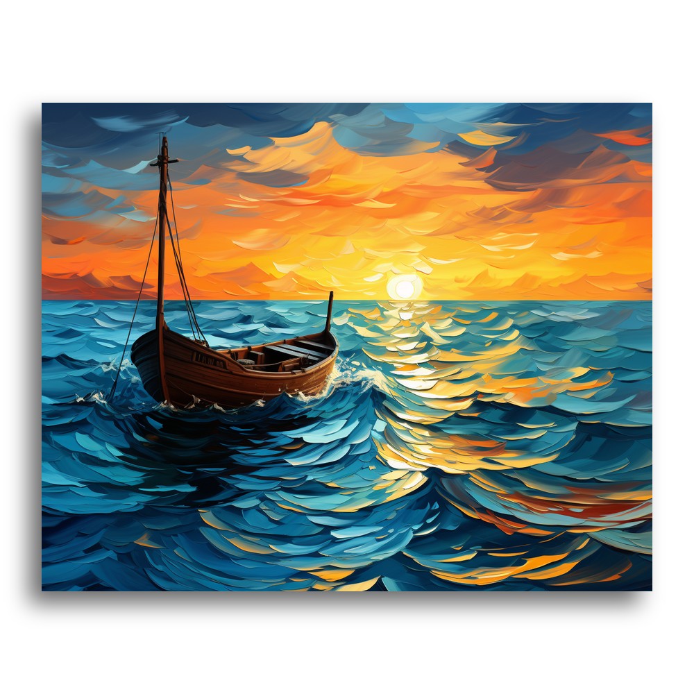 Sunset Ocean Boat – Paint by Numbers Kit
