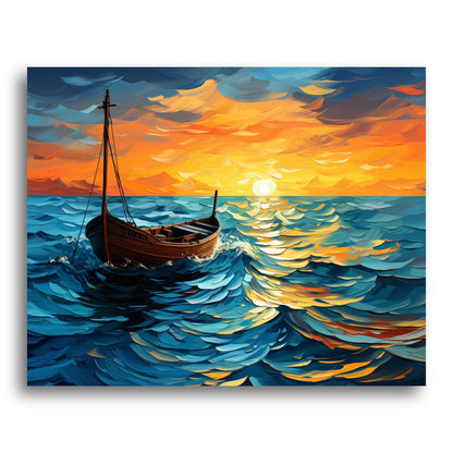 Sunset Ocean Boat – Paint by Numbers Kit