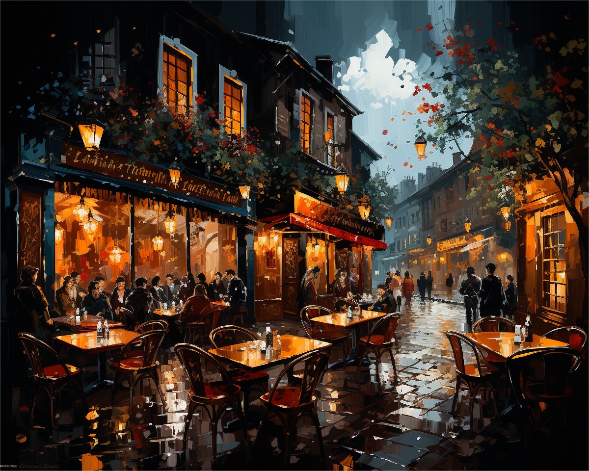 Evening Café Terrace – Paint by Numbers Kit