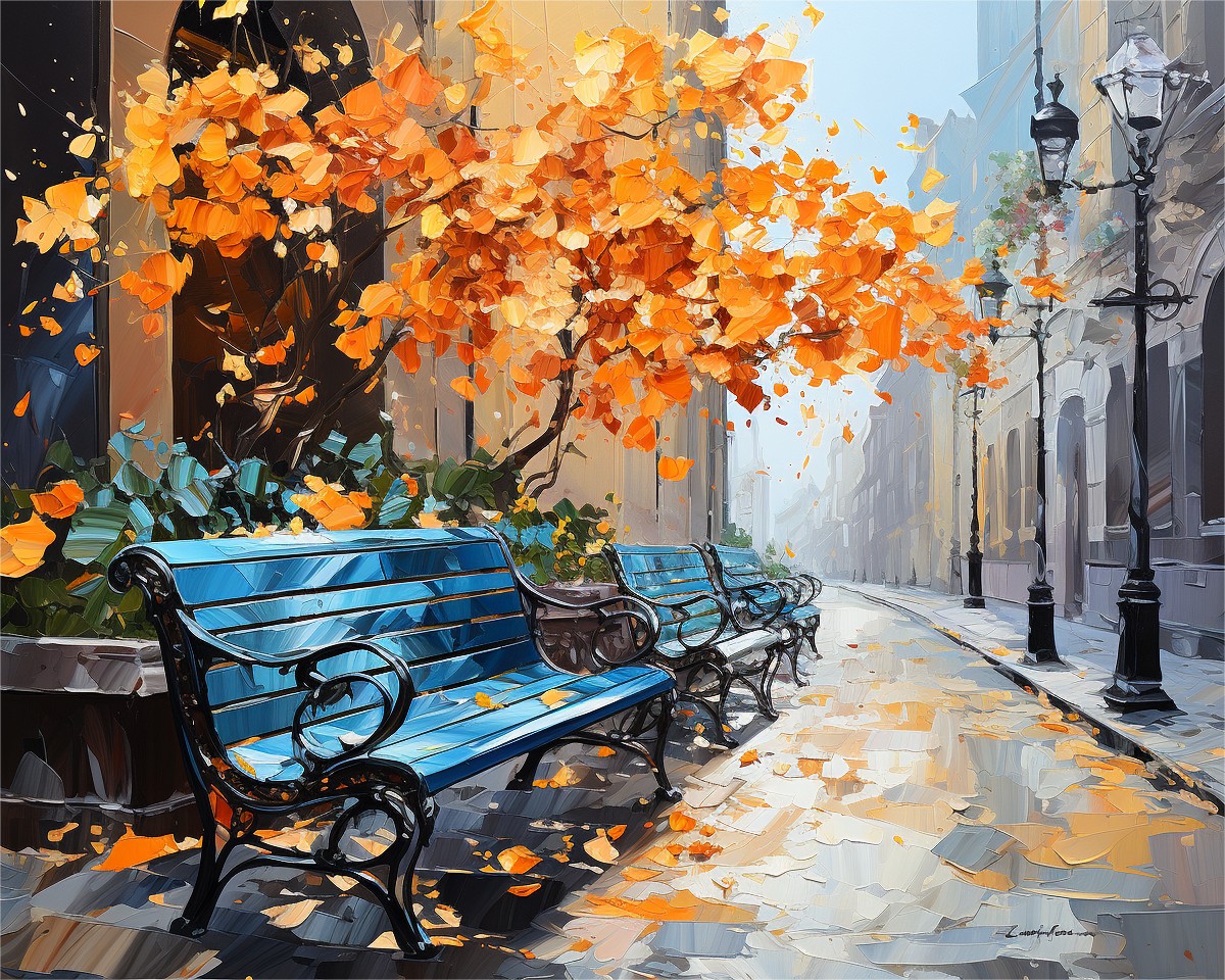 Autumn Park Benches – Paint by Numbers Kit