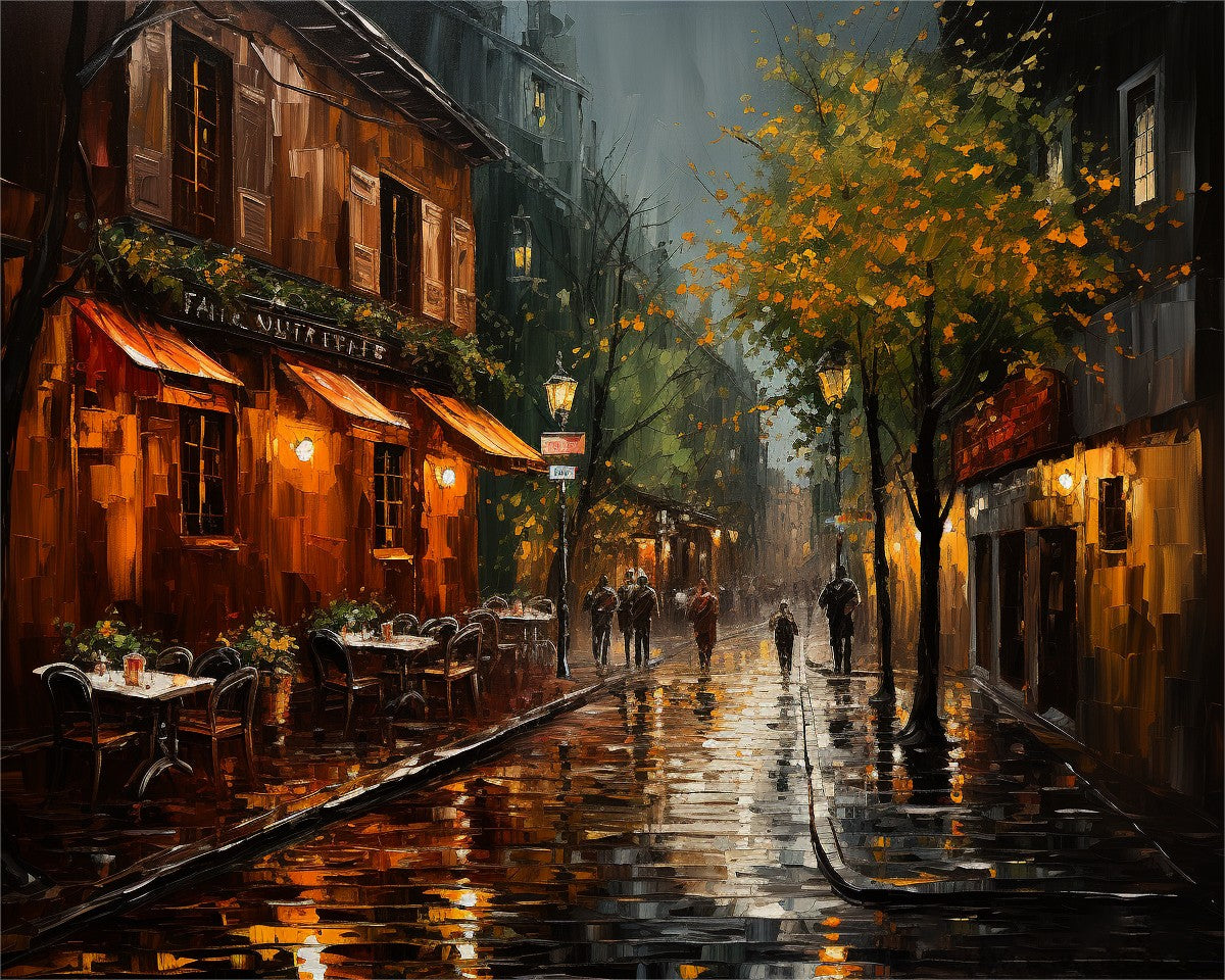 Rainy Evening Street – Paint by Numbers Kit