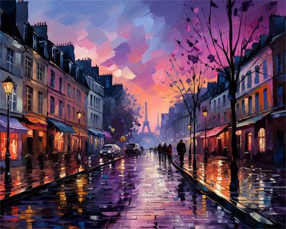 Parisian Twilight Street – Paint by Numbers Kit