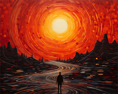 Sunlit Pathway Silhouette – Paint by Numbers Kit