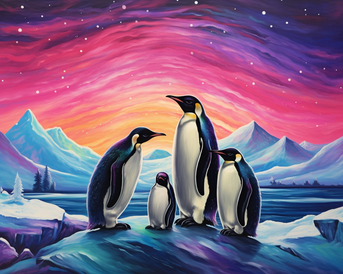 Arctic Penguin Sunset – Paint by Numbers Kit