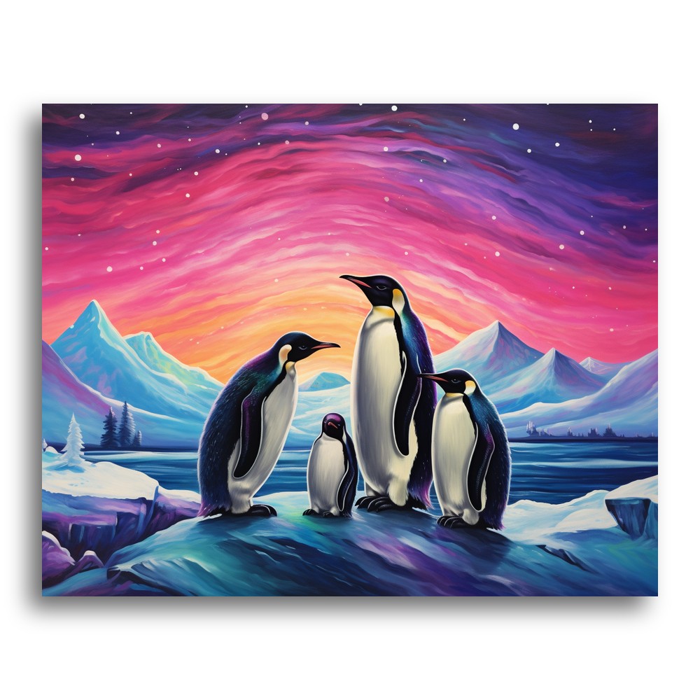 Arctic Penguin Sunset – Paint by Numbers Kit