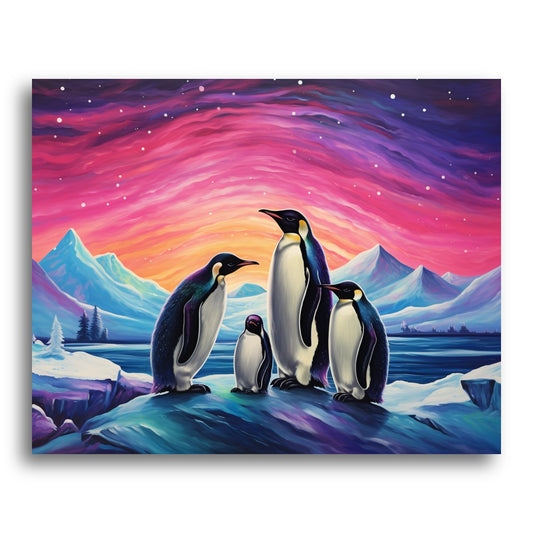 Arctic Penguin Sunset – Paint by Numbers Kit