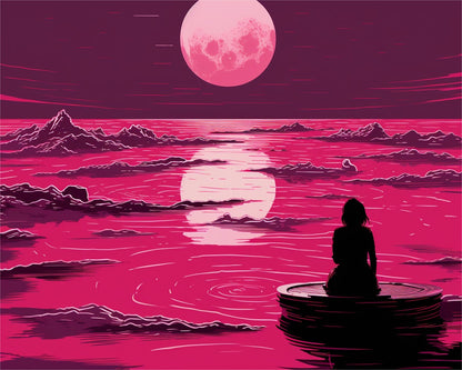 Moonlit Ocean Reflection – Paint by Numbers Kit