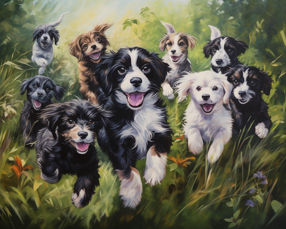 Joyful Puppy Run – Paint by Numbers Kit