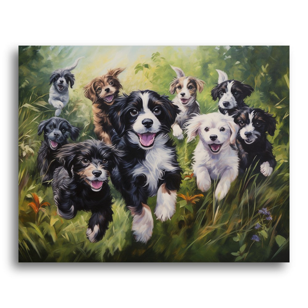 Joyful Puppy Run – Paint by Numbers Kit