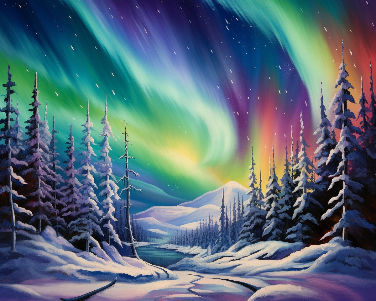 Northern Lights Forest – Paint by Numbers Kit