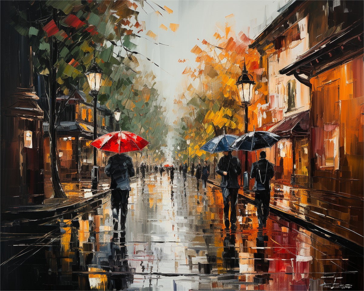 Autumn Rainy Street – Paint by Numbers Kit