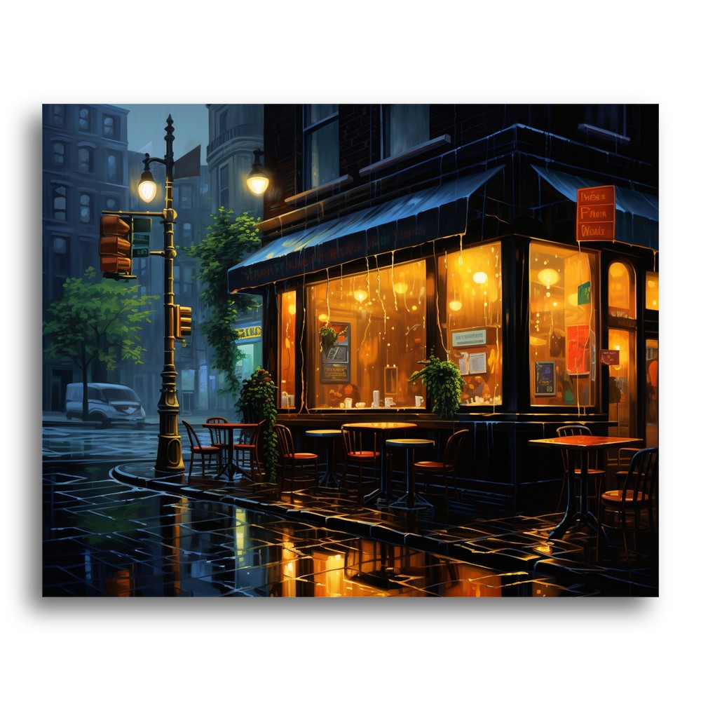 Rainy Night Cafe – Paint by Numbers Kit