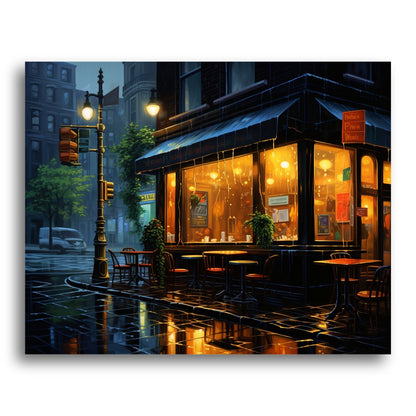 Rainy Night Cafe – Paint by Numbers Kit